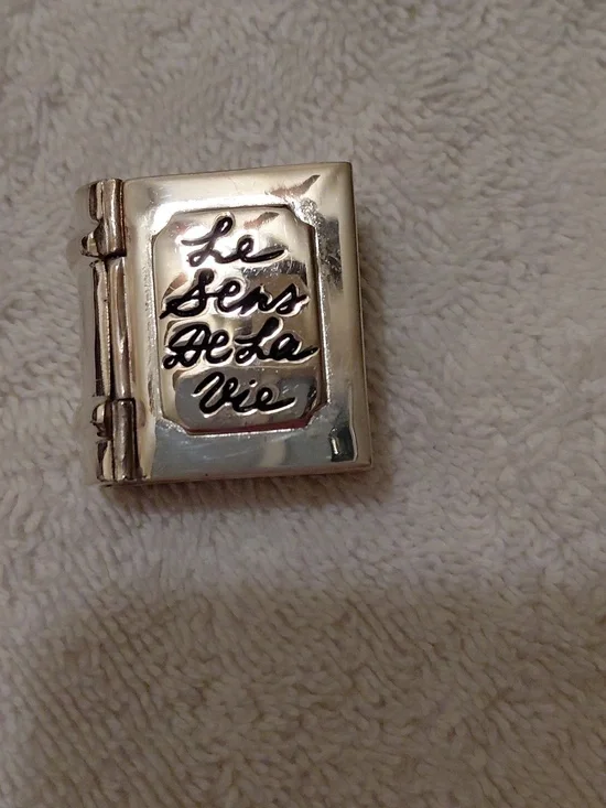Silver Tone 'Le Sens De La Vie' Book Pill Case - Picture 2 of 4